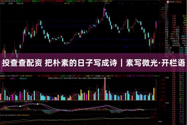 投查查配资 把朴素的日子写成诗｜素写微光·开栏语